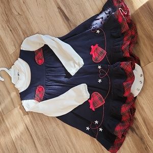 Girls lace trim shirt and corduroy Christmas/holiday jumper